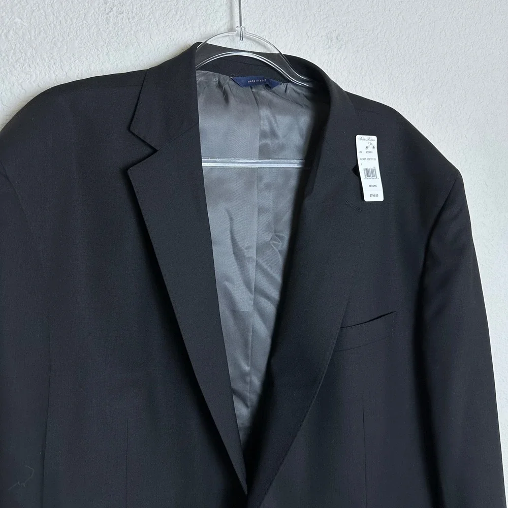 Brooks Brothers Explorer Collection Black Merino‎ Wool Suit Jacket 48 L NEW $789
